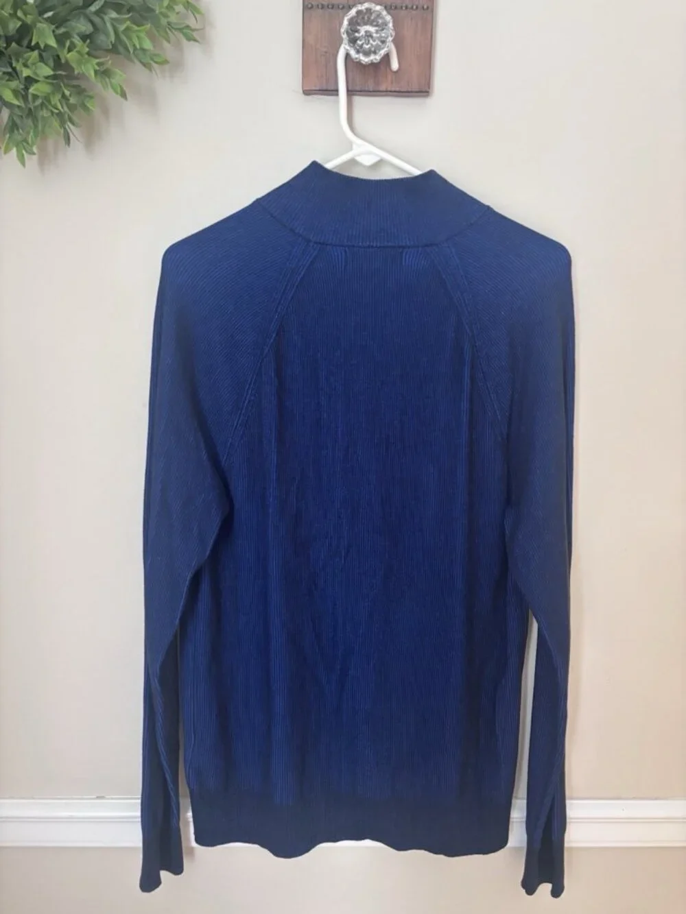 NWT Banana Republic Mens Size M Blue 1/4 Zip Pullover Ribbed Supima Cotton